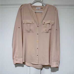 Calvin Klein Women's Blush Button-Down Shirt